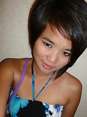 Hot Asian teen named Meow shows her goods in public