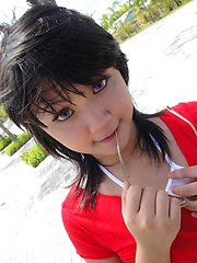 Febe is a sexy dirty devil schoolgirl showing her pussy in public