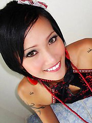 Beautiful Thai babe strips to suck and fuck then gets a facial blast